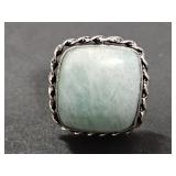 .925 Silver Amazonite Ring Size 8.5