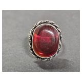 .925 Silver Garnet Ring Size 7.5