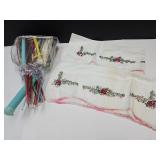 Embroidered Pillow Cases & Knitting Needles