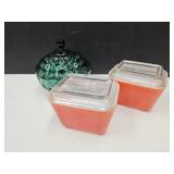 2 Pyrex Ref. DIshes w/DWD & Indiana Candy Dish