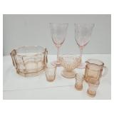 Pink Glass Depression Ware  Lot