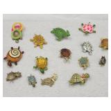 Large Lot of Vintage Turtle Brooches MCM +