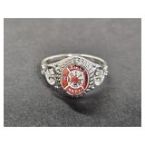 New .925 Silver Fire Dept. Ring Sz 10