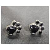 New .925 Silver Paw Print Earrings