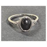 New  .925 Silver Black Set Ring Sz 9