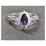 New .925 Silver Purple Set Ring Sz 9