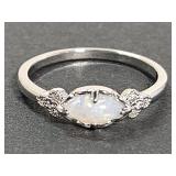 New .925 Silver Opal Set Ring Sz 8