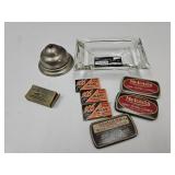Counter Bell, Razor Blades, Wabash Ashtrays, Tins