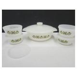 Fire King Berry Set Looks Unused, 1 Crack Lid