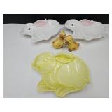 2 Ceramic Ducks & Bunny Candy Dishes