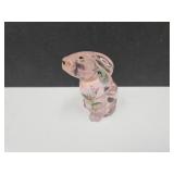 Pink Glass Fenton Hand Painted & Signed Bunny 3"