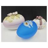 Westmoreland Glass Egg Hand Painted, Lefton +