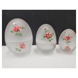 L.E. Smith Hand Painted Frosted  Eggs 2.5 to 5.5"
