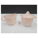 VTG Pink Swirl Fire King Cream & Sugar