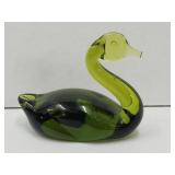 Vintage Green Glass Ware Duck Has Chip On Beak
