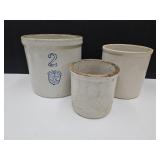 Set of 3 Crocks, 2 UL Gallon, 2 have slight cracks
