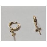 10 KG Over 925 Silver Hoop & Cross Earrings