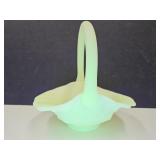 Uranium  Fenton Glass  Basket  7 1/4" w