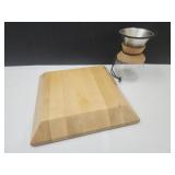 Nice Solid 13" Cutting Board & Strainer w Jar