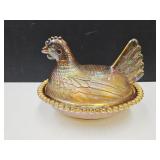 Vintage Indiana Carnival Glass  Hen on a Nest 7"L