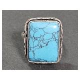 .925 Silver Turquoise Ring Size 7.5