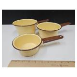 Set of 3  Porcelain Enamel Pans