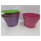 6 Metal Easter Egg Buckets LG 13" W X 9" H