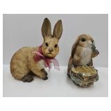 2 Easter Bunny Statues 10" & 12"