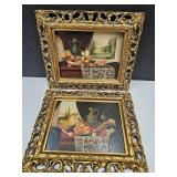 Antique Wood Framed Art Picture 13"x11"