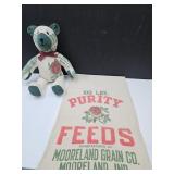 Mooreland In. Feed Sack w/Matching 25"l TeddyBear