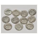 11 Silver Roosevelt Dime Coins
