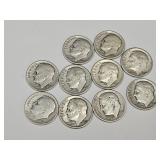 10 Rossevelt Silver Dime Coins