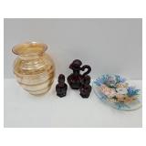 Ruby Red Cape Cod & Peach Luster Vase+