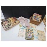 Vintage Cook Books, Craft Books, Apron, Basket