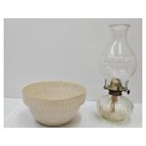 USA Crock Bowl 8.5"w & Ooil Lamp