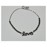 JTV Round Black Spinel Stelring SIlver Bracelet