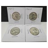 4 -  1964 D Silver Quarter Coins