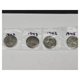 4 Silver War Nickel Coins