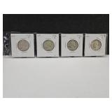 4 Silver  Washington Quarter Coins See Dates