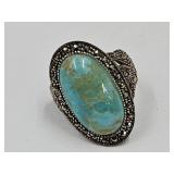 Sterling Blue Turquoise JTV Ring SZ 5