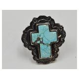 Sterling Silver Turquoise JVC Ring SZ 6