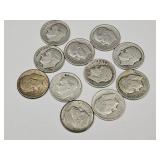 11 Silver Kenndey Dime Coins