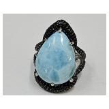 Sterling Silver Blue Larimar JTV  Ring SZ 6