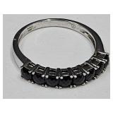 Sterling Silver Black Spinel Ring SZ 8
