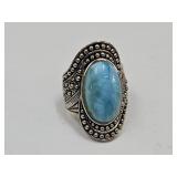 Sterling Blue Larimar JTV  Ring  SZ 6