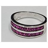 Sterling Silver Lab Created Ruby Ring JTV SZ 8