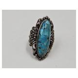 SouthWest Style Turquoise Sterling  Ring SZ5
