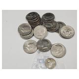 18 Clad Kennedy Half Dollar Coins & UNC Nickel