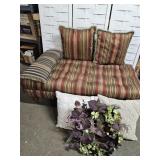 Ottoman or Bench, Throw Pillows & Wreath 48"Lx22"