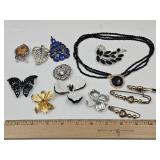 Vintage Costume Brooches & Choker Necklace